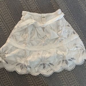 Anthropologie eyelet white skirt with bow